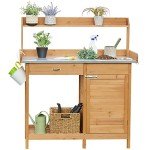 Yaheetech Outdoor Potting Bench with Metal Top
