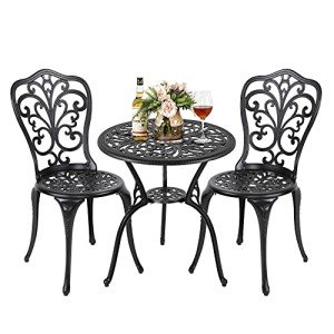 NUU GARDEN 3-Piece Outdoor Bistro Set - Black