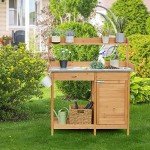 Yaheetech Outdoor Potting Bench with Metal Top
