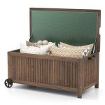 56 Gallon Wooden Patio Storage Bench with Wheels