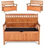 Safstar Wooden Outdoor Patio Bench with Storage