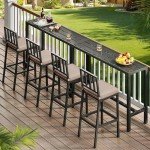 YITAHOME 55" Black Outdoor Bar Table
