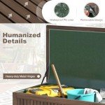 56 Gallon Wooden Patio Storage Bench with Wheels