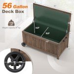56 Gallon Wooden Patio Storage Bench with Wheels