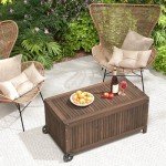 56 Gallon Wooden Patio Storage Bench with Wheels