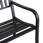 50" Metal Outdoor Garden Bench, Slatted Seat
