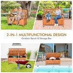 Safstar Wooden Outdoor Patio Bench with Storage