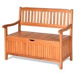 Safstar Wooden Outdoor Patio Bench with Storage