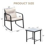 Beige 3-Piece Wicker Rocking Bistro Set