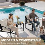 Beige 3-Piece Wicker Rocking Bistro Set