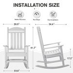 Devoko High Back Outdoor Rocking Chair - White