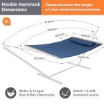 SUNCREAT Extra Large Double Outdoor Hammock - Blue