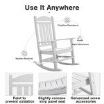 Devoko High Back Outdoor Rocking Chair - White
