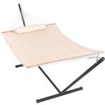 Quilted Double Hammock with 12ft Stand - Beige