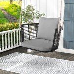 Tangkula Metal Porch Swing with Cushions - Grey