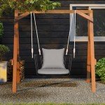 Tangkula Metal Porch Swing with Cushions - Grey