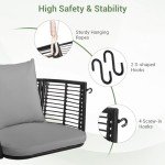 Tangkula Metal Porch Swing with Cushions - Grey