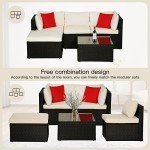 5-Piece Rattan Outdoor Sofa Set with Pillows