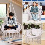 Goutime Macrame Hanging Swing Chair with Cushion