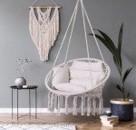 Goutime Macrame Hanging Swing Chair with Cushion
