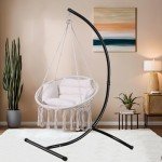 Goutime Macrame Hanging Swing Chair with Cushion