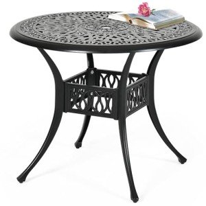 35” Round Cast Aluminum Patio Dining Table
