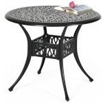35” Round Cast Aluminum Patio Dining Table