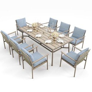 9-Piece Outdoor Dining Set with Cushions