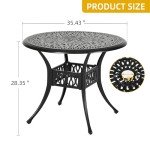 35” Round Cast Aluminum Patio Dining Table