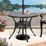 35” Round Cast Aluminum Patio Dining Table