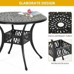 35” Round Cast Aluminum Patio Dining Table