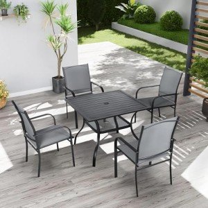 5-Piece Outdoor Dining Set with Umbrella Hole