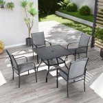 5-Piece Outdoor Dining Set with Umbrella Hole