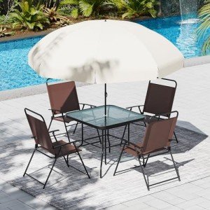 Outdoor Dining Set for 4 with Umbrella