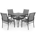 5-Piece Outdoor Dining Set with Umbrella Hole