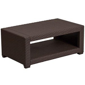 Chocolate Brown Faux Rattan Patio Coffee Table
