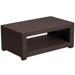 Chocolate Brown Faux Rattan Patio Coffee Table