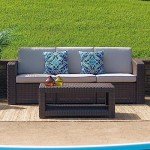 Chocolate Brown Faux Rattan Patio Coffee Table