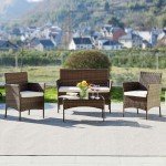 DUMOS 4-Piece Outdoor Wicker Patio Furniture Set
