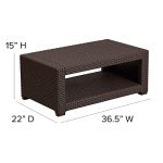 Chocolate Brown Faux Rattan Patio Coffee Table