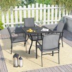 5-Piece Outdoor Dining Set with Umbrella Hole