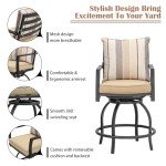 Beige 3-Piece Patio Bistro Set with Swivel Chairs