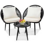3-Piece Woven Rope Bistro Set with Cushions