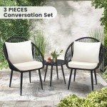 3-Piece Woven Rope Bistro Set with Cushions