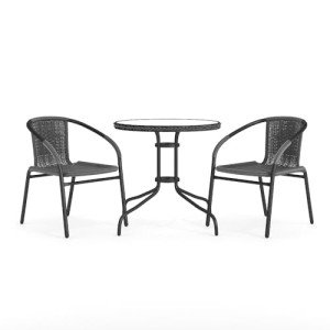 3-Piece Bistro Patio Dining Set with Rattan Chairs