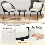 3-Piece Woven Rope Bistro Set with Cushions