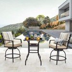 Beige 3-Piece Patio Bistro Set with Swivel Chairs