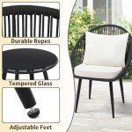 3-Piece Woven Rope Bistro Set with Cushions