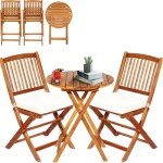 Acacia Wood Folding Bistro Table and Chairs Set