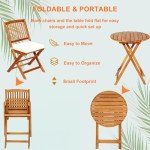 Acacia Wood Folding Bistro Table and Chairs Set